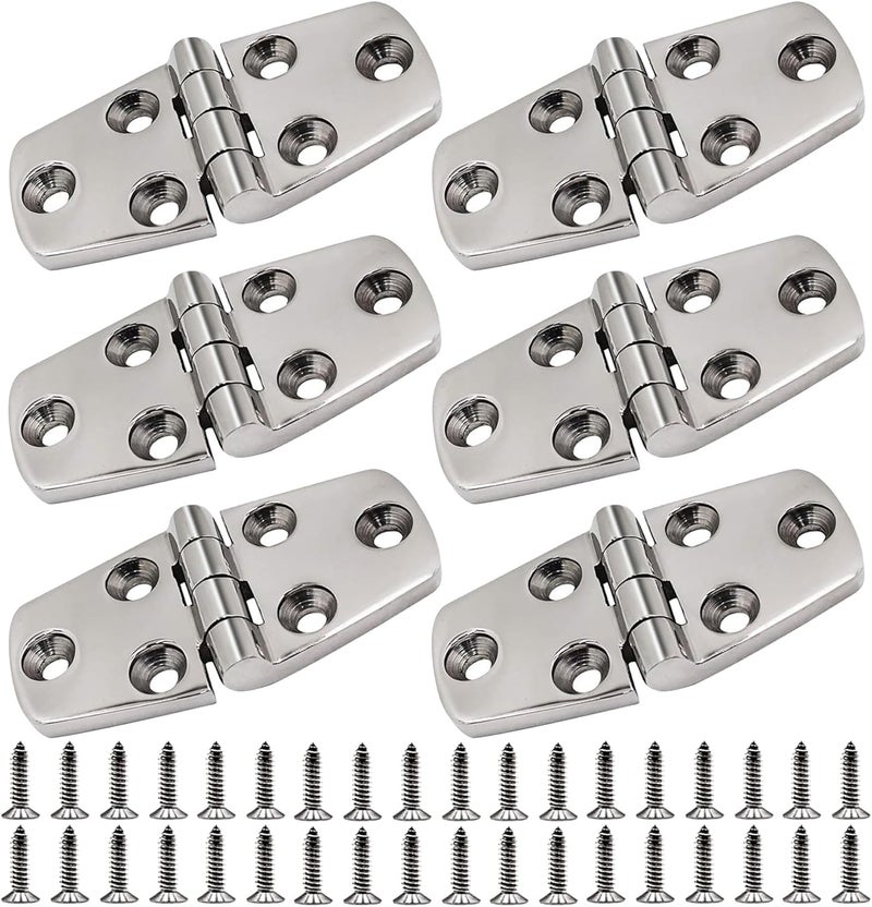 Laorde 316 Stainless Steel Hinges Marine Grade 3" x 1.5" Heavy Duty Boat Hatch Hinge (76 mm X 38 mm) Casting Cabinet Door Hinge with Screws (6 Pack) - Image 1